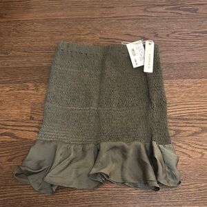 Green Smocked Trumpet Mini Skirt